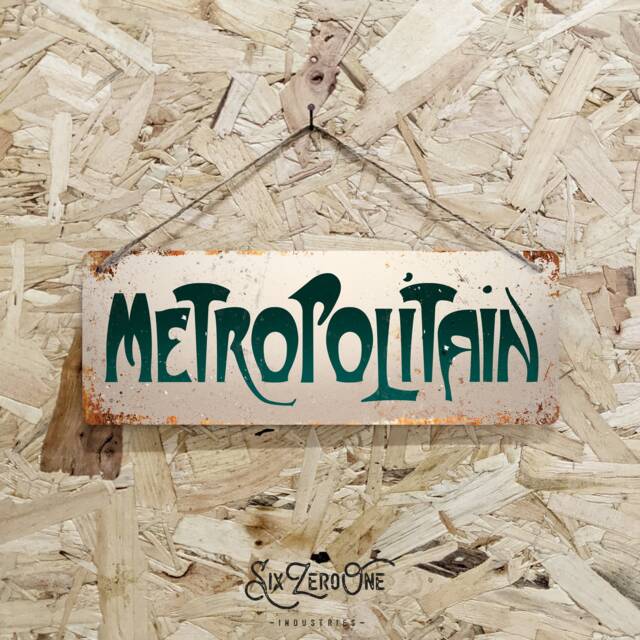 Metropolitain Metal Sign Horizontal - Vintage Worn Rusty Look Print Hector Guimard Subway Paris France Small - image 1
