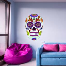 Dia De Los Muertos - Sugar Skull Decal Day Of The Dead Wall Decor Peel & Stick Candy Sticker Reusable Fabric Vwaq-Gjg#3