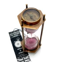 Brass Hourglass , Sand Timer Table Top Decor, Home Decor Christmas Decoration, Handmade Item, Wedding Gift Countdown Timer - thumbnail 3