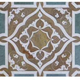 Scagliola Art Coffee Table, Wrought Iron Base & Italian Inlay Table - thumbnail 4