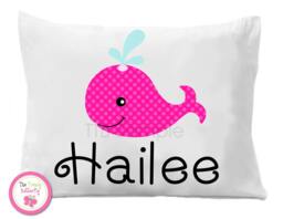 Pink Whale Personalized Pillow Case