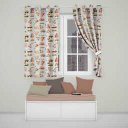 Watercolor Forest Mushrooms Toadstools Seamless Pattern Cream Background Readymade Eyelet Ring Top Thermal 100% Blackout Curtains