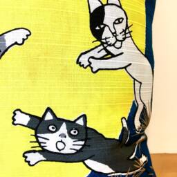 "Full Moon & Cats Furoshiki Pillow Cover, Case, 19""x 19" - thumbnail 4