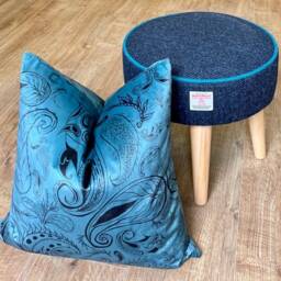 Blue Paisley Pattern Velvet Handmade Cushion 18 - thumbnail 4