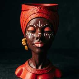 Afro Head Planter, Woman Bust Plant Pot With Gold Earrings - thumbnail 2