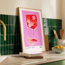 Aperol Spritz Painting Art Print/Hand Painted Abstract Kitchen Colourful - thumbnail 2