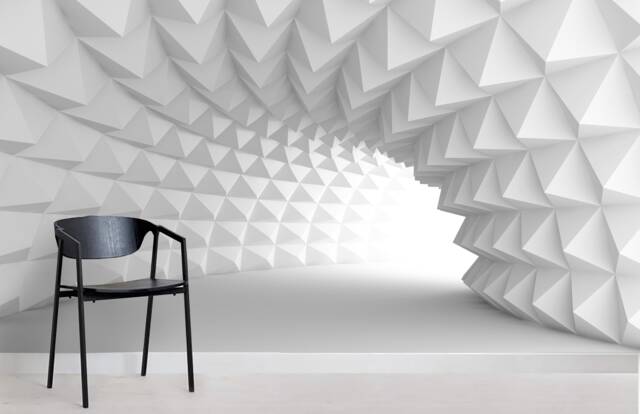 3D White Space Wallpaper, Geometry Architecture Wall Mural, Peel & Stick - image 1