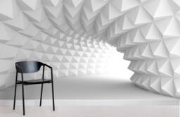 3D White Space Wallpaper, Geometry Architecture Wall Mural, Peel & Stick - thumbnail 1