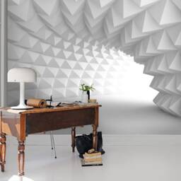 3D White Space Wallpaper, Geometry Architecture Wall Mural, Peel & Stick - thumbnail 3