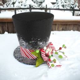 Christmas Top Hat Tree Topper Peppermint Ornament, Handmade Decoration - thumbnail 2