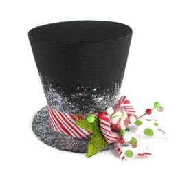 Christmas Top Hat Tree Topper Peppermint Ornament, Handmade Decoration - thumbnail 4