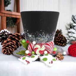 Christmas Top Hat Tree Topper Peppermint Ornament, Handmade Decoration - thumbnail 3