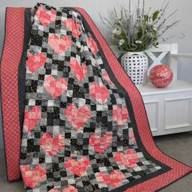 Heartstrings Harmony Quilt Pattern PDF - Scrappy Heart Patchwork Throw Size 60x72 Romantic Instant Download - image 1