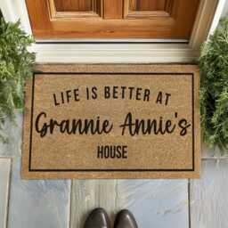 Retirement Gift - Life Is Better Inside Grannie Annie's Home Custom Welcome Mat - thumbnail 2