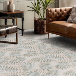 Croatian Leaves Summer Vibe Vinyl Flooring, White Modern Beige Bedroom Inspirations, Plant Aesthetic Room Decor, Pet Friendly - thumbnail 3