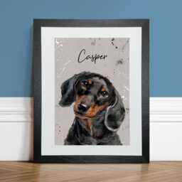 Custom Dog Portrait, Pet Portrait From Photo, Contemporary Art, Printed Framed Gift, Painted - thumbnail 1