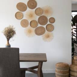 Hand Woven Bamboo Wall Art Set - Rattan Plate & Star Decor - thumbnail 2