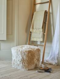 Sheepskin Pouffe - Cream Made in England - thumbnail 1