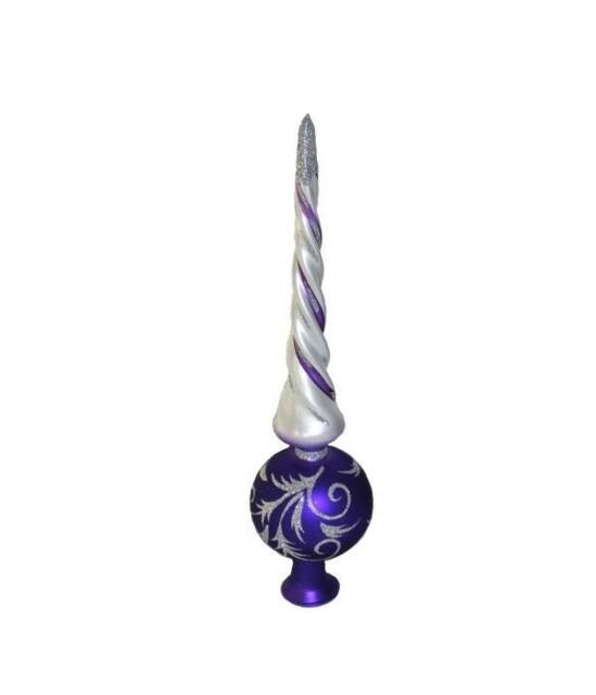 Purple Tree Topper, Glass Christmas Decoration, Twist Spire Top, Traditional Finial, Theme, Xmas, Twisted