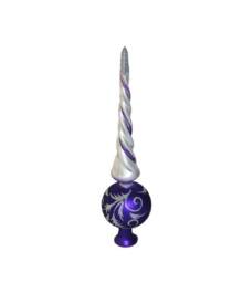 Purple Tree Topper, Glass Christmas Decoration, Twist Spire Top, Traditional Finial, Theme, Xmas, Twisted