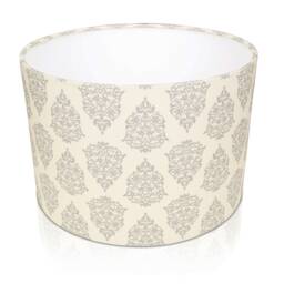 Linen Block Print Pattern Natural Cream/Beige Drum Lightshade/Lampshade , Ceiling Shade