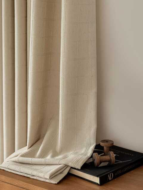 Solis Linen Cotton Curtain, 4 Colors, Natural Eco-Friendly Semi Blackout Privacy Curtain For Livingroom & Bedroom, 1Pc - image 1