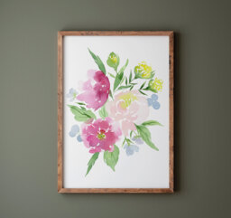 Watercolor Flower Bouquet Print Archival Quality Floral Wall Art - thumbnail 1