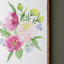 Watercolor Flower Bouquet Print Archival Quality Floral Wall Art - thumbnail 2