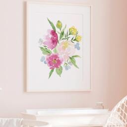 Watercolor Flower Bouquet Print Archival Quality Floral Wall Art - thumbnail 3