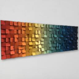 Handmade Ombre Wood Wall Art - Geometric Sound Diffuser - thumbnail 2
