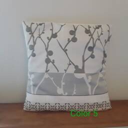storage Cushion Cover 40 Centimeters On Each Side in Embroidered Satin Brocade Gray Beige - thumbnail 4