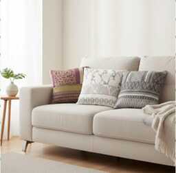storage Cushion Cover 40 Centimeters On Each Side in Embroidered Satin Brocade Gray Beige