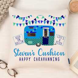 Personalised Caravan Cushion Cover Custom Holiday Home Family Throw Pillow Decor Welcome To Caravanning Housewarming Gift Dad - Blue Ekc04 - thumbnail 3