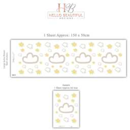 Cloud & Star Wall Stickers, Neutral Nursery Decor, Beige Decals, Boho Baby Room Peel & Stick - thumbnail 2
