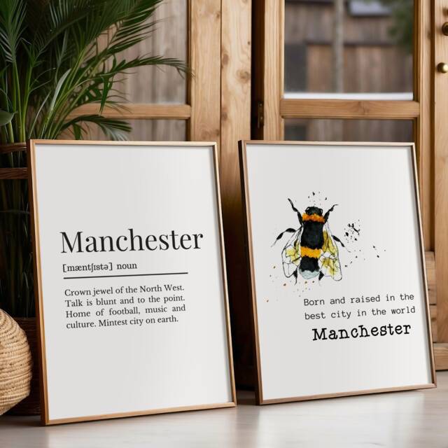 Manchester Definition Print & Born in Set, Prints, Manc Gifts, Gallery Wall - image 1