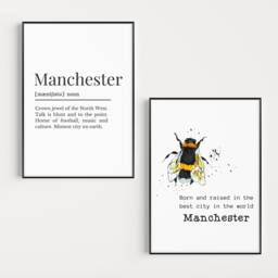 Manchester Definition Print & Born in Set, Prints, Manc Gifts, Gallery Wall - thumbnail 2
