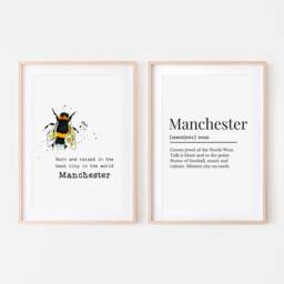Manchester Definition Print & Born in Set, Prints, Manc Gifts, Gallery Wall - thumbnail 3
