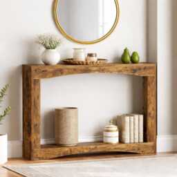 Ultra-Thin Farmhouse Console Table, Vintage Brown Entryway Sofa Table