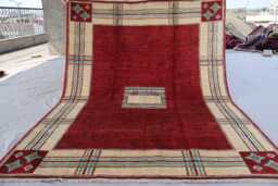 5x7 Ft Modern Gabbeh Rug, Red Natural Dyes Afghan Hand Knotted Wool Soft Pile Carpet, Oriental Area Boho Contemporary Bedroom Rug - thumbnail 1