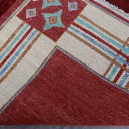 5x7 Ft Modern Gabbeh Rug, Red Natural Dyes Afghan Hand Knotted Wool Soft Pile Carpet, Oriental Area Boho Contemporary Bedroom Rug - thumbnail 4