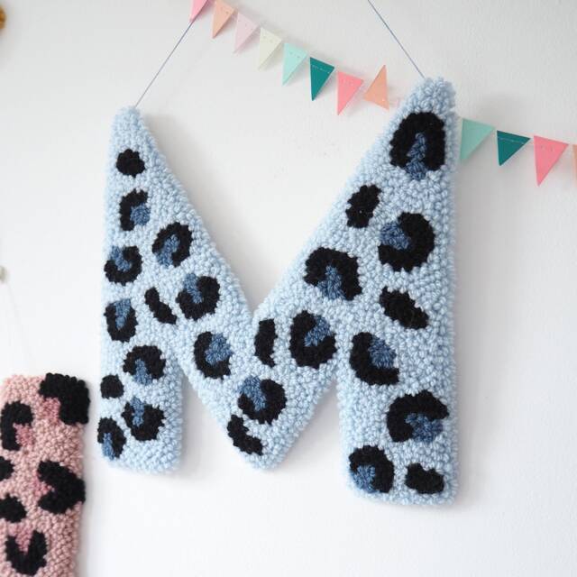 Custom Letter Blue Leopard Print Wall Hanging - image 1