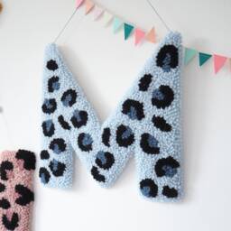 Custom Letter Blue Leopard Print Wall Hanging - thumbnail 1