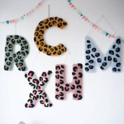 Custom Letter Blue Leopard Print Wall Hanging - thumbnail 2