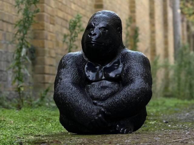 Large Gorilla Garden Figurine Concrete Sculpture Black Monkey Outdoor Decoration Wildlife Patio Ornament Jungle Art Piece Gift - image 1