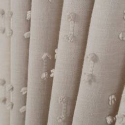 Off White Pom Curtains - Custom Linen Look Drapes With Blackout Option - thumbnail 2