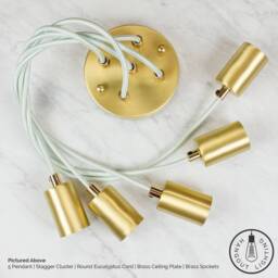 Eucalyptus & Brass 5 Pendant Light Cluster - New Matte Modern Colors Tropical Decor Style Green Custom - thumbnail 2