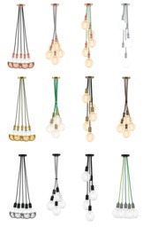 Eucalyptus & Brass 5 Pendant Light Cluster - New Matte Modern Colors Tropical Decor Style Green Custom - thumbnail 1