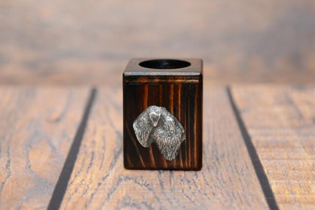 Black Russian Terrier - Wooden Candlestick With Dog, Souvenir, Decoration, Limited Edition, Collection - image 1