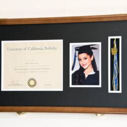 Custom Graduation Diploma Frame Tassel Photo Cap Engraving Display Case For 11 X 8.5 Certificate with Matting Colors - thumbnail 3