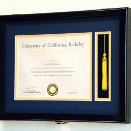 Custom Graduation Diploma Frame Tassel Photo Cap Engraving Display Case For 11 X 8.5 Certificate with Matting Colors - thumbnail 2